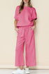 Textured T Shirt and Drawstring Pants Set pink SW625264-P306 S by SHEWIN INC. | Fleurcouture