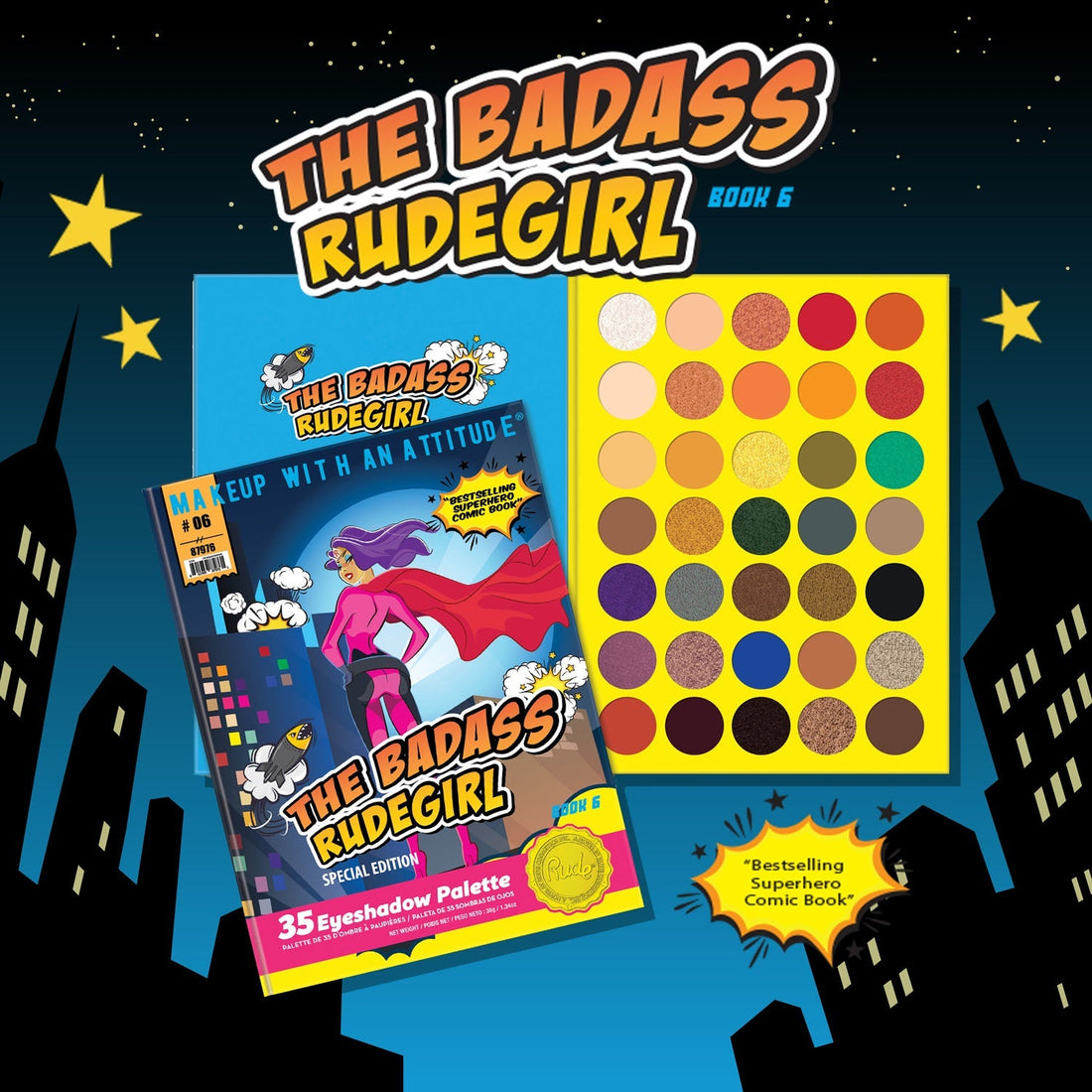 The Badass Rudegirl 35 Eyeshadow Palette - Book 6 Eyeshadow Palettes by Rude Cosmetics | Fleurcouture