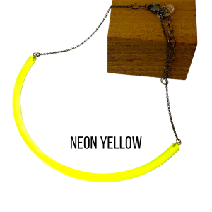 The Bar Necklace Neon Yellow Bar Necklaces by Leetie Lovendale | Fleurcouture
