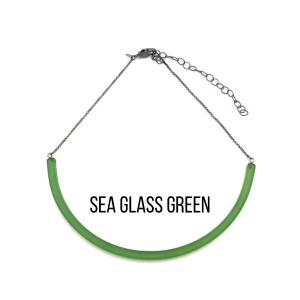 The Bar Necklace Sea Glass Green Bar Necklaces by Leetie Lovendale | Fleurcouture