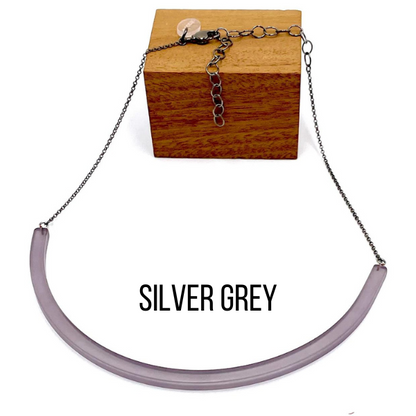The Bar Necklace Silver Grey Bar Necklaces by Leetie Lovendale | Fleurcouture