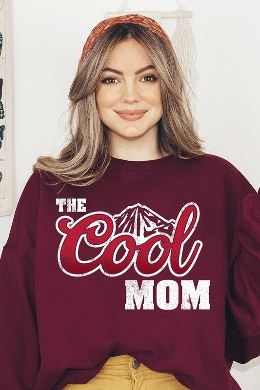 The Cool Mom Oversized Graphic Fleece Sweatshirts MAROON S by Color Bear | Fleurcouture