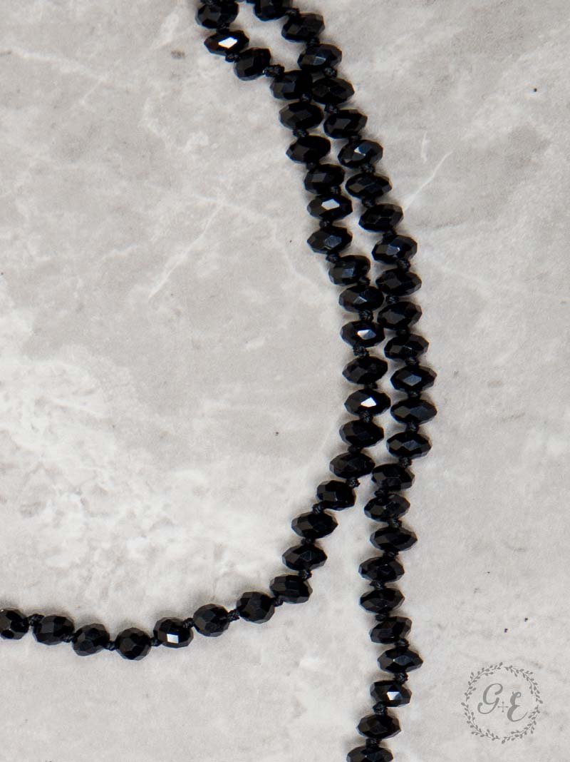 The Essential 60&quot; Double Wrap Beaded Necklace, Black 8mm Black One Size Necklace by Southern Grace | Fleurcouture