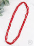 The Essential 60" Double Wrap Beaded Necklace, True Red 8MM Red One Size Necklace by Southern Grace | Fleurcouture