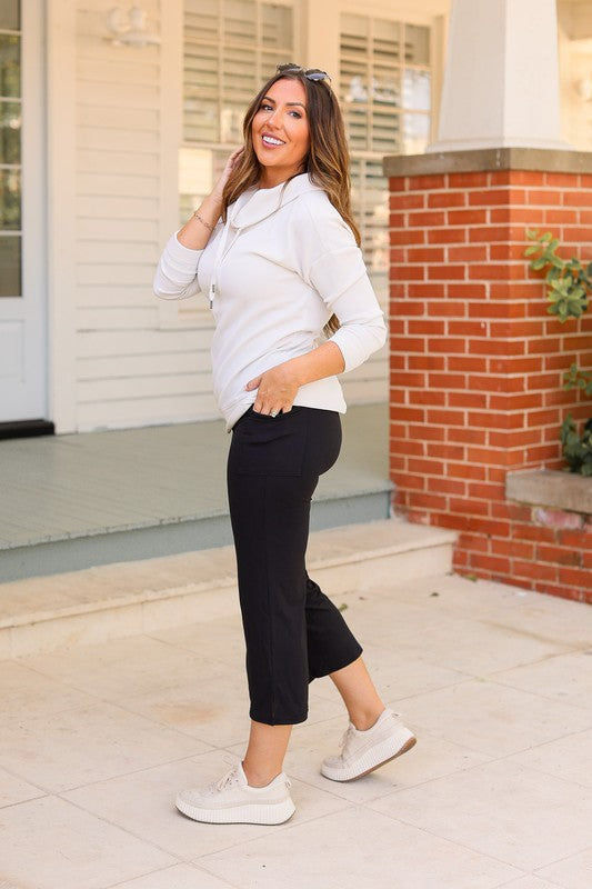 The Gabriella - High Waisted Gaucho Pants Black by Julia Rose | Fleurcouture