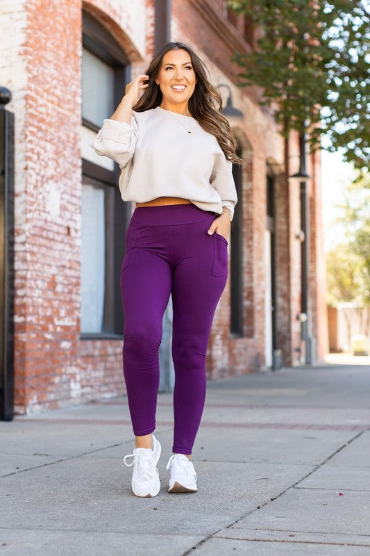 The Kinsley Purple Full Length Leggings Purple by Julia Rose | Fleurcouture