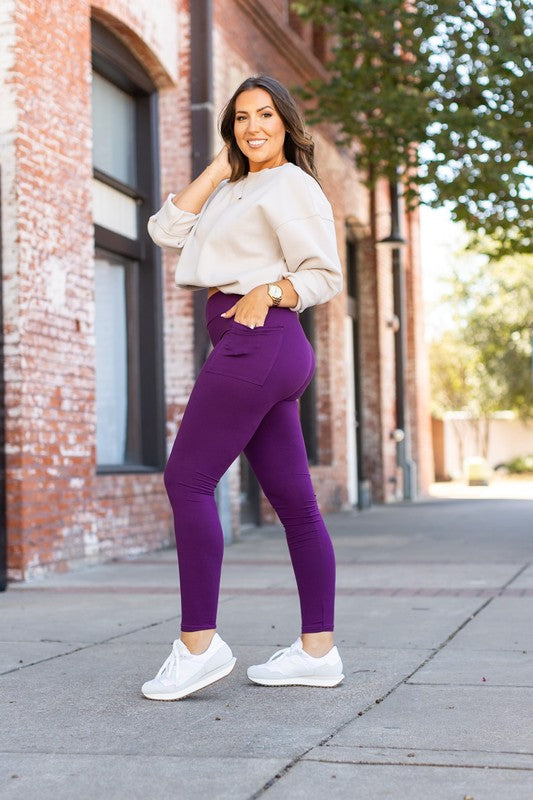 The Kinsley Purple Full Length Leggings Purple by Julia Rose | Fleurcouture