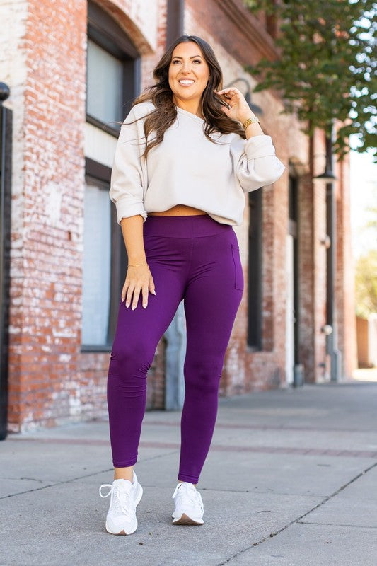 The Kinsley Purple Full Length Leggings Purple OS by Julia Rose | Fleurcouture