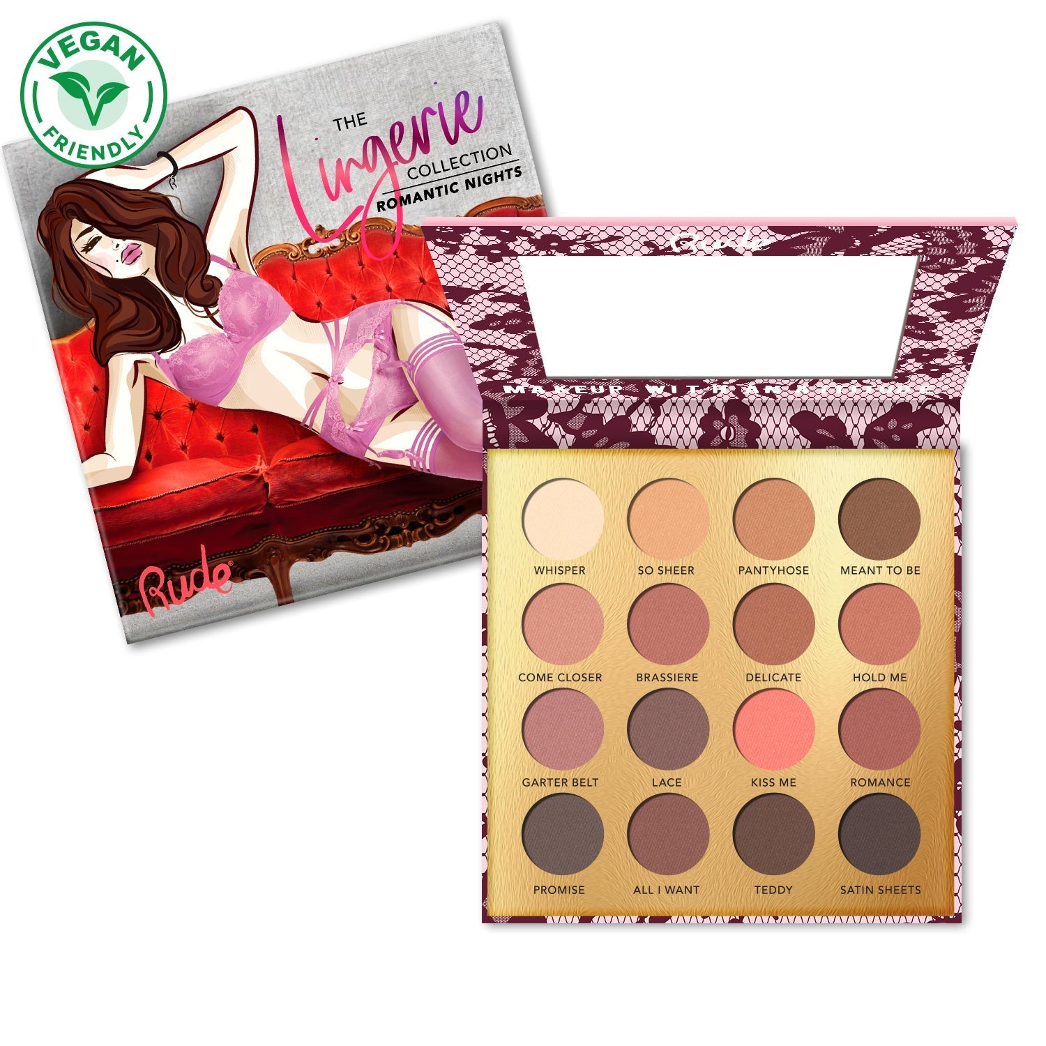 The Lingerie Collection - Romantic Nights (Nudes) Eyeshadow Palettes by Rude Cosmetics | Fleurcouture