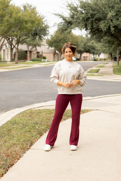 The Maeve Maroon Bootcut Leggings Maroon by Julia Rose | Fleurcouture