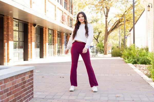 The Maeve Maroon Bootcut Leggings Maroon by Julia Rose | Fleurcouture