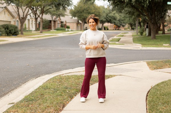 The Maeve Maroon Bootcut Leggings Maroon by Julia Rose | Fleurcouture