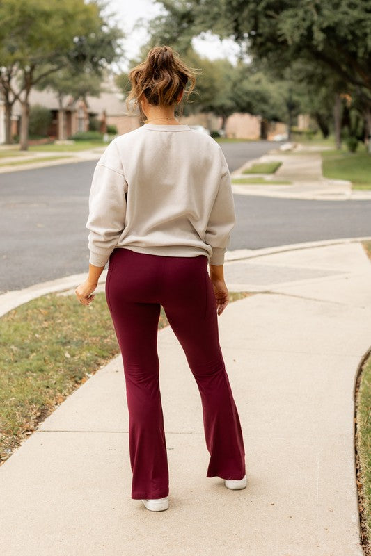 The Maeve Maroon Bootcut Leggings Maroon by Julia Rose | Fleurcouture