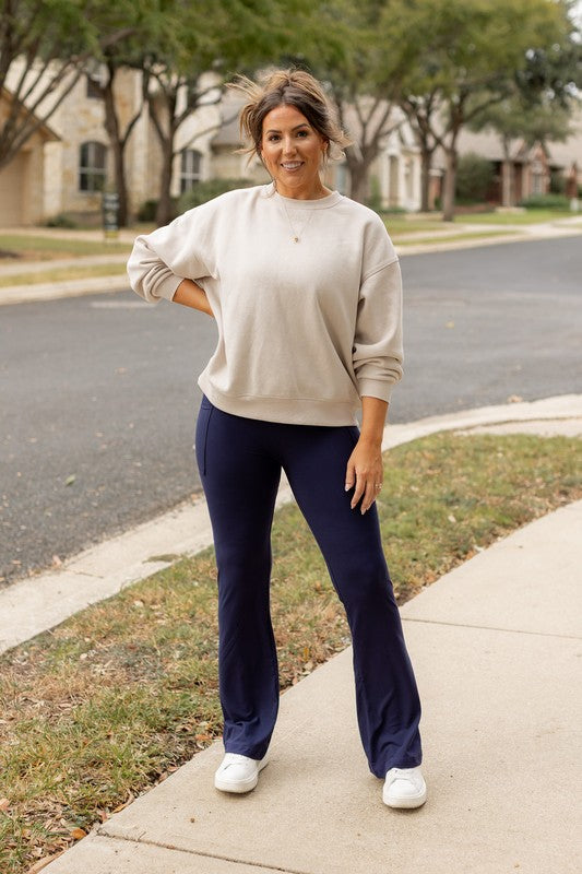 The Mila Navy Bootcut Leggings Navy by Julia Rose | Fleurcouture