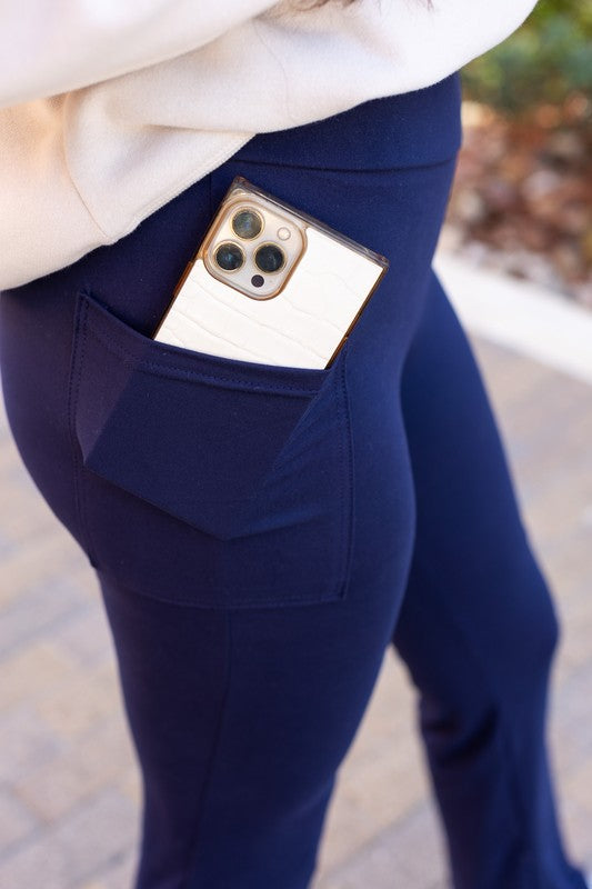 The Mila Navy Bootcut Leggings Navy by Julia Rose | Fleurcouture