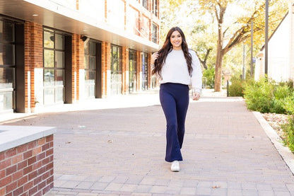 The Mila Navy Bootcut Leggings Navy by Julia Rose | Fleurcouture