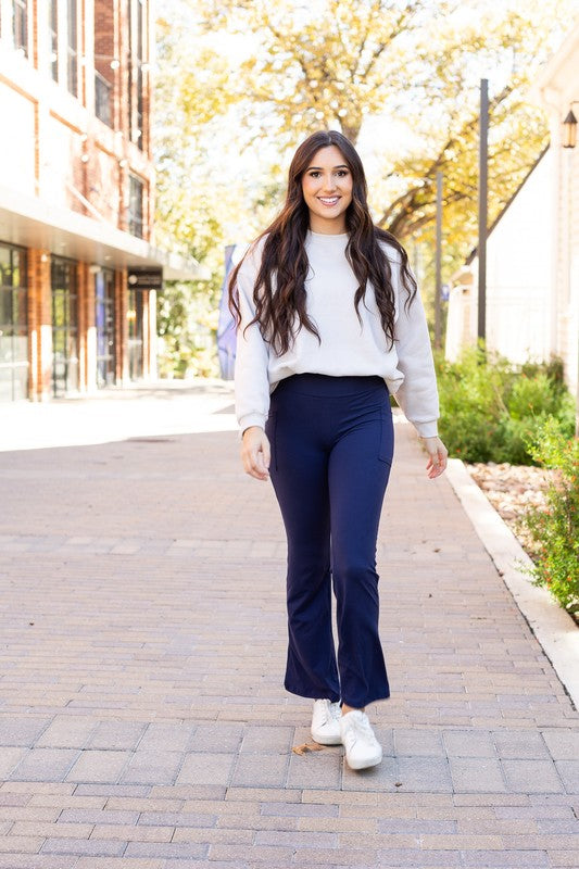 The Mila Navy Bootcut Leggings Navy by Julia Rose | Fleurcouture