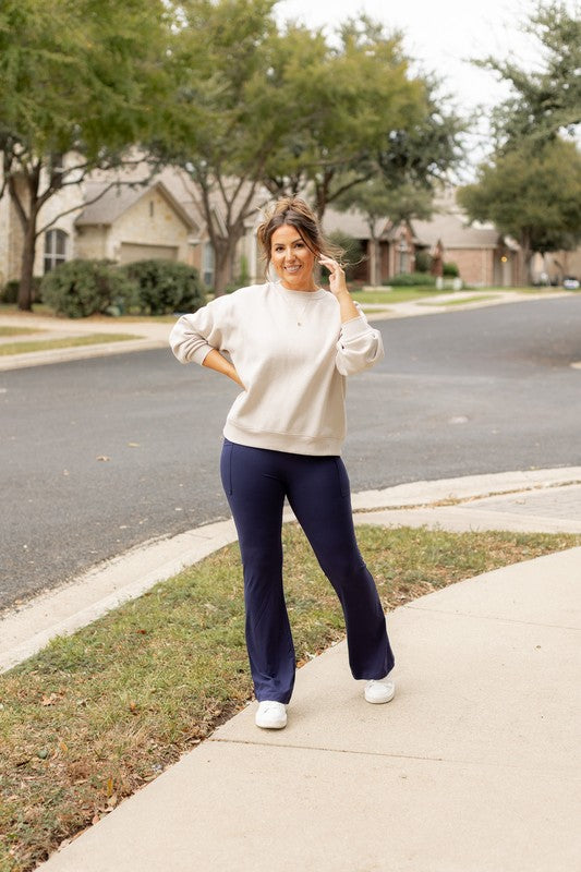 The Mila Navy Bootcut Leggings Navy by Julia Rose | Fleurcouture