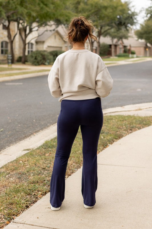 The Mila Navy Bootcut Leggings Navy by Julia Rose | Fleurcouture