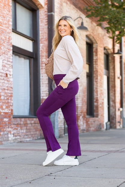 The Reese Purple Flare Leggings Purple by Julia Rose | Fleurcouture