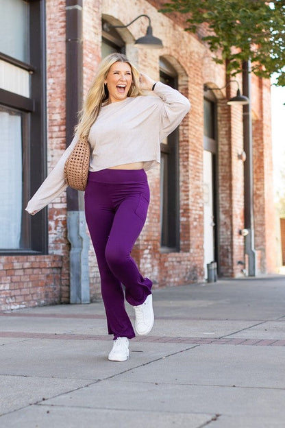 The Reese Purple Flare Leggings Purple by Julia Rose | Fleurcouture