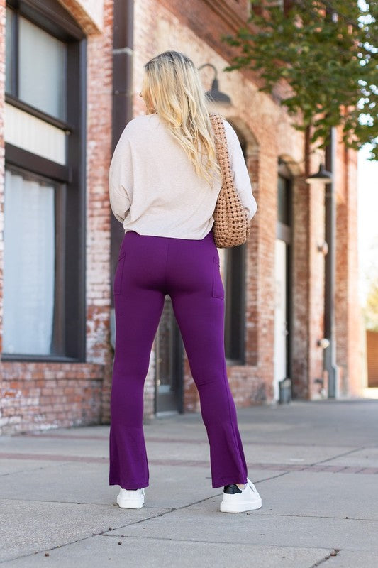 The Reese Purple Flare Leggings Purple by Julia Rose | Fleurcouture