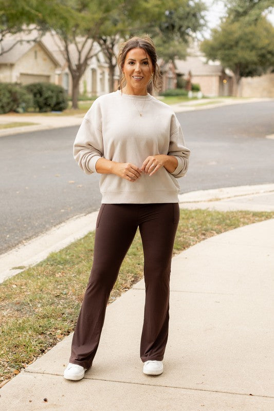 The Rhea Brown Bootcut Leggings Brown by Julia Rose | Fleurcouture