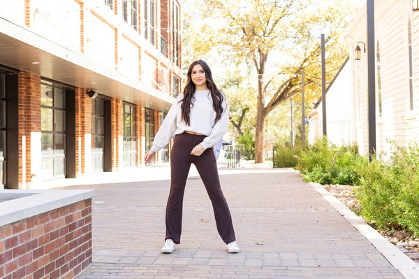 The Rhea Brown Bootcut Leggings Brown by Julia Rose | Fleurcouture