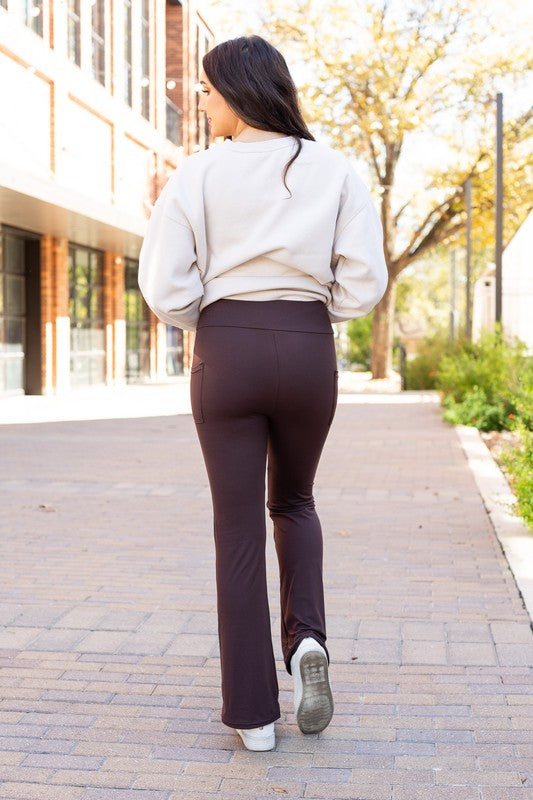 The Rhea Brown Bootcut Leggings Brown by Julia Rose | Fleurcouture