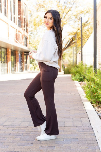 The Rhea Brown Bootcut Leggings Brown by Julia Rose | Fleurcouture