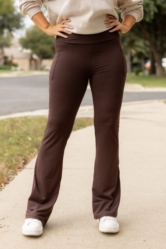 The Rhea Brown Bootcut Leggings Brown by Julia Rose | Fleurcouture