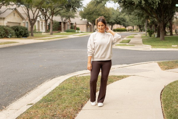 The Rhea Brown Bootcut Leggings Brown by Julia Rose | Fleurcouture