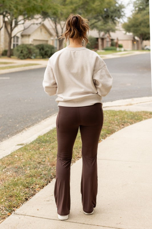 The Rhea Brown Bootcut Leggings Brown by Julia Rose | Fleurcouture