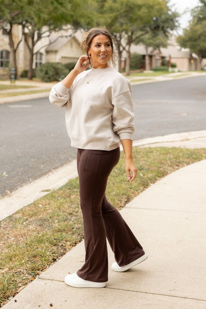 The Rhea Brown Bootcut Leggings Brown by Julia Rose | Fleurcouture