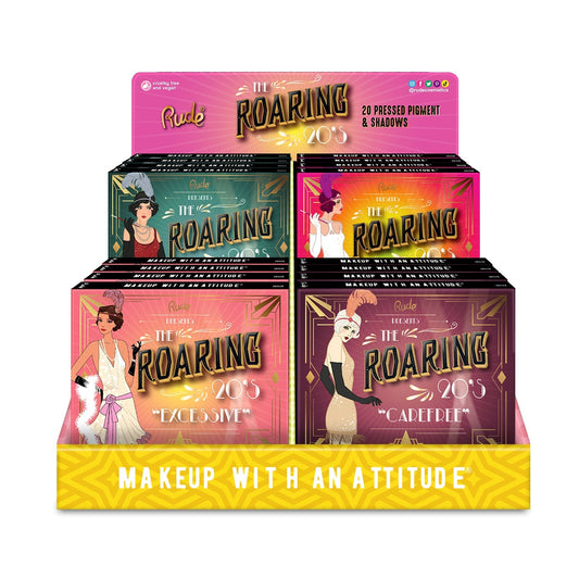 The Roaring 20's Eyeshadow Palette Cardboard Display Set, 24 pcs Wholesale Set by Rude Cosmetics | Fleurcouture