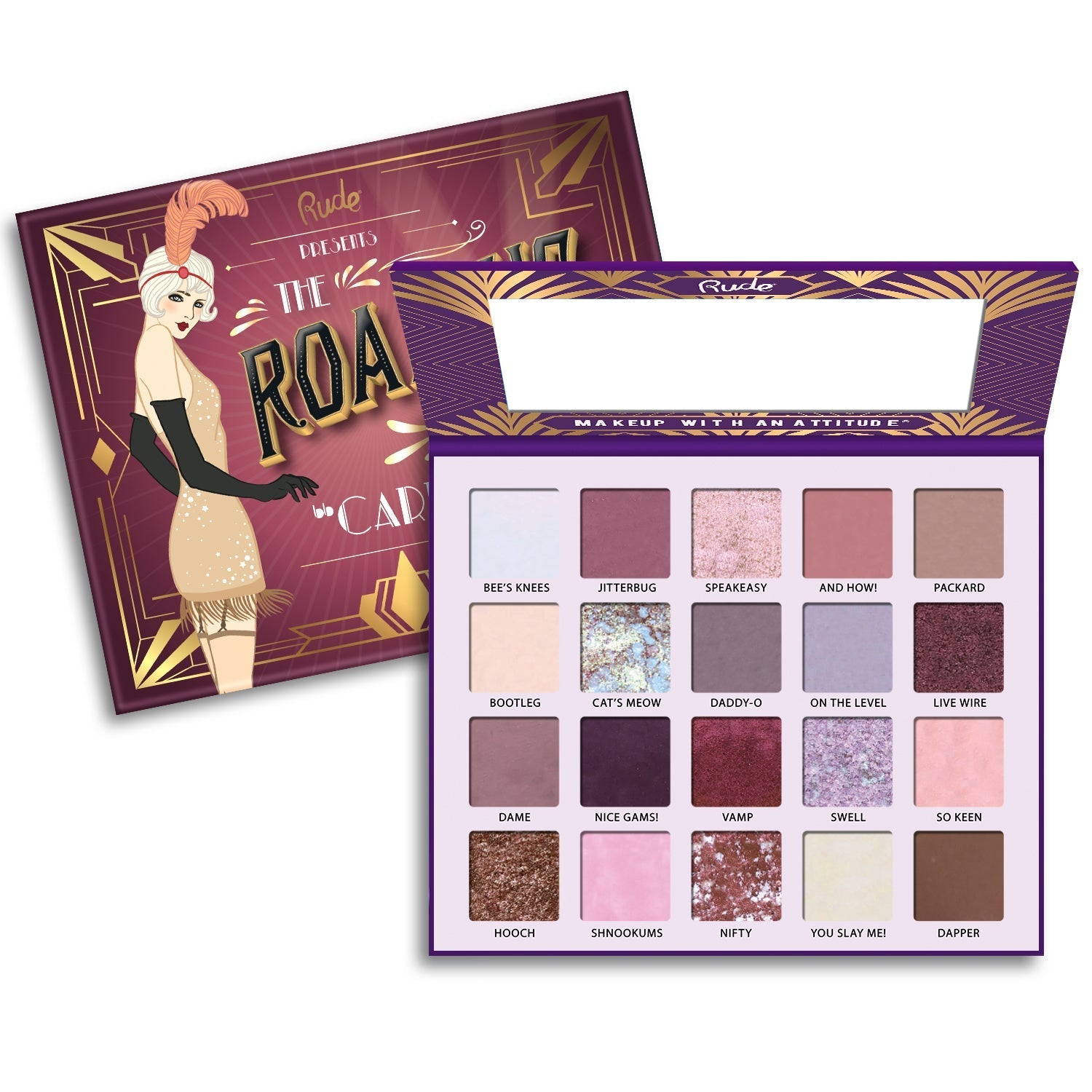 The Roaring 20's Eyeshadow Palette Cardboard Display Set, 24 pcs Wholesale Set by Rude Cosmetics | Fleurcouture