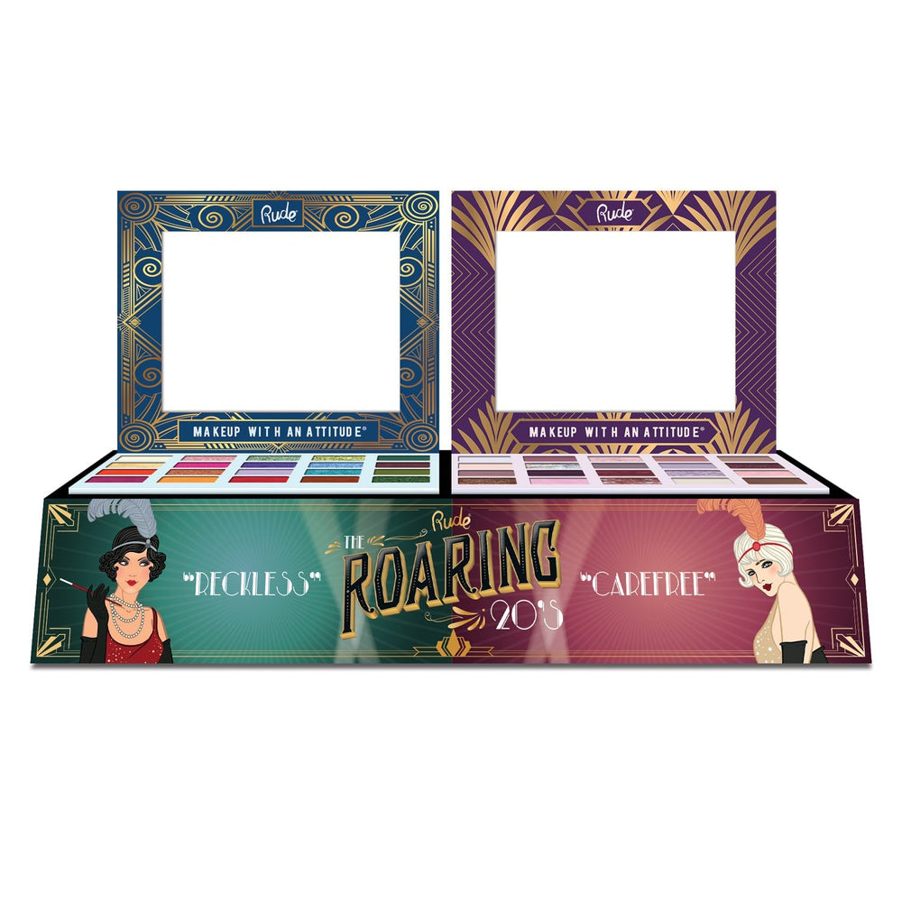 The Roaring 20's Eyeshadow Palette Display Set A, 24pcs Wholesale Set by Rude Cosmetics | Fleurcouture