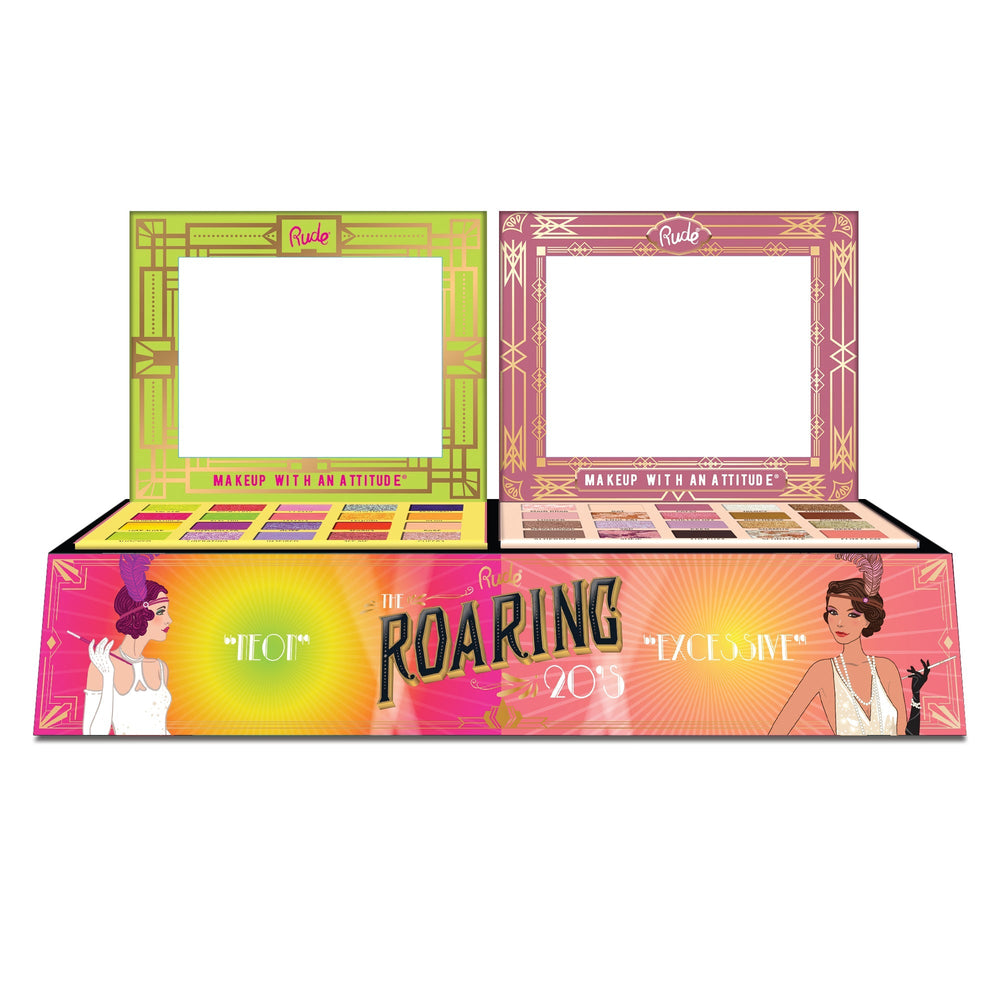 The Roaring 20's Eyeshadow Palette Display Set B, 24pcs Wholesale Set by Rude Cosmetics | Fleurcouture