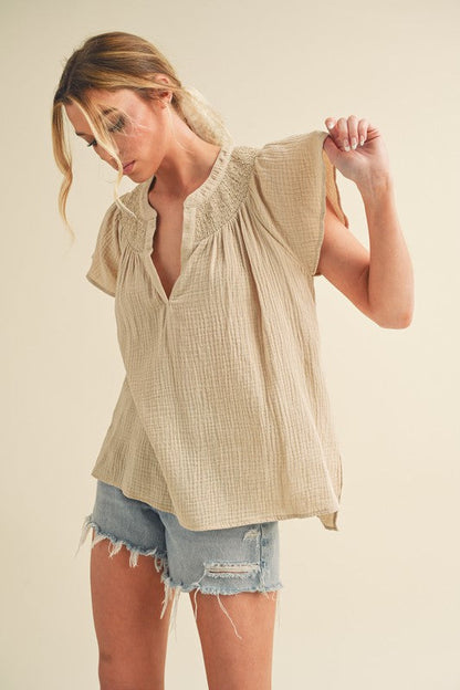 Thia Embroidered Short Sleeve Top S by Aemi + Co | Fleurcouture