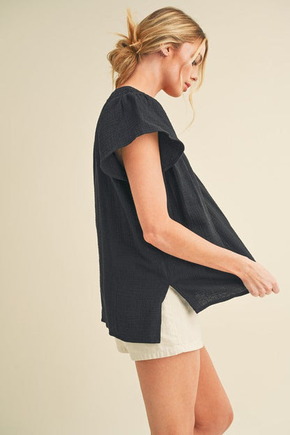 Thia Embroidered Short Sleeve Top S by Aemi + Co | Fleurcouture