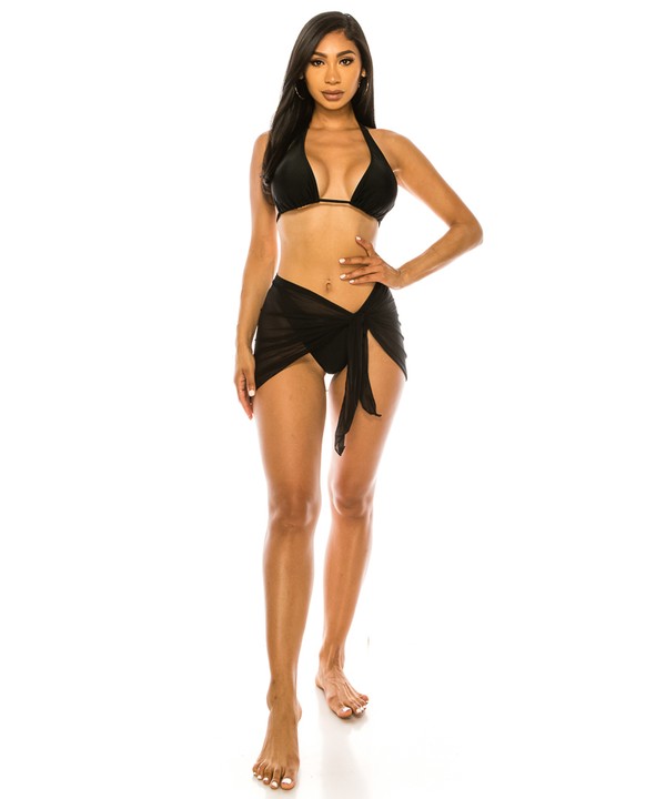 THREE PIECE SET Black S by Mermaid Swimwear | Fleurcouture