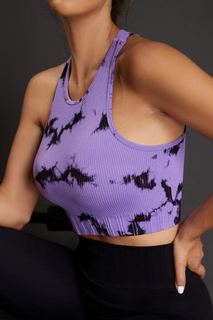 Tie-dye Cropped Round Neck Tank Top Lavender XS by Trendsi | Fleurcouture