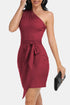 Tie Front One-Shoulder Sleeveless Dress Wine S by Trendsi | Fleurcouture