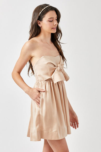 Tie Front Tube Romper Dress CHAMPAGNE S by Mustard Seed | Fleurcouture