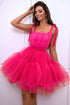 Tie-Shoulder Mesh Dress Hot Pink XS Women&