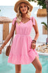 Tie Shoulder Ruffle Hem Dress Pink S by Miss Sparkling | Fleurcouture