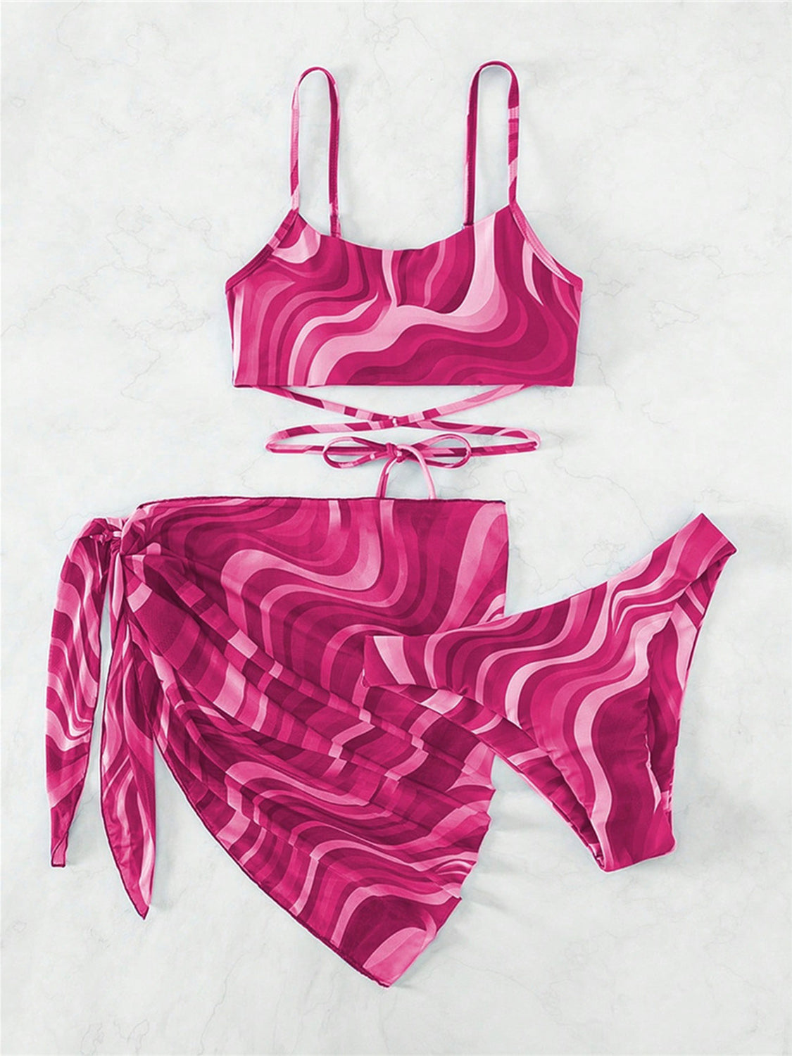 Tied Printed Three-Piece Swim Set Swimwear by Trendsi | Fleurcouture