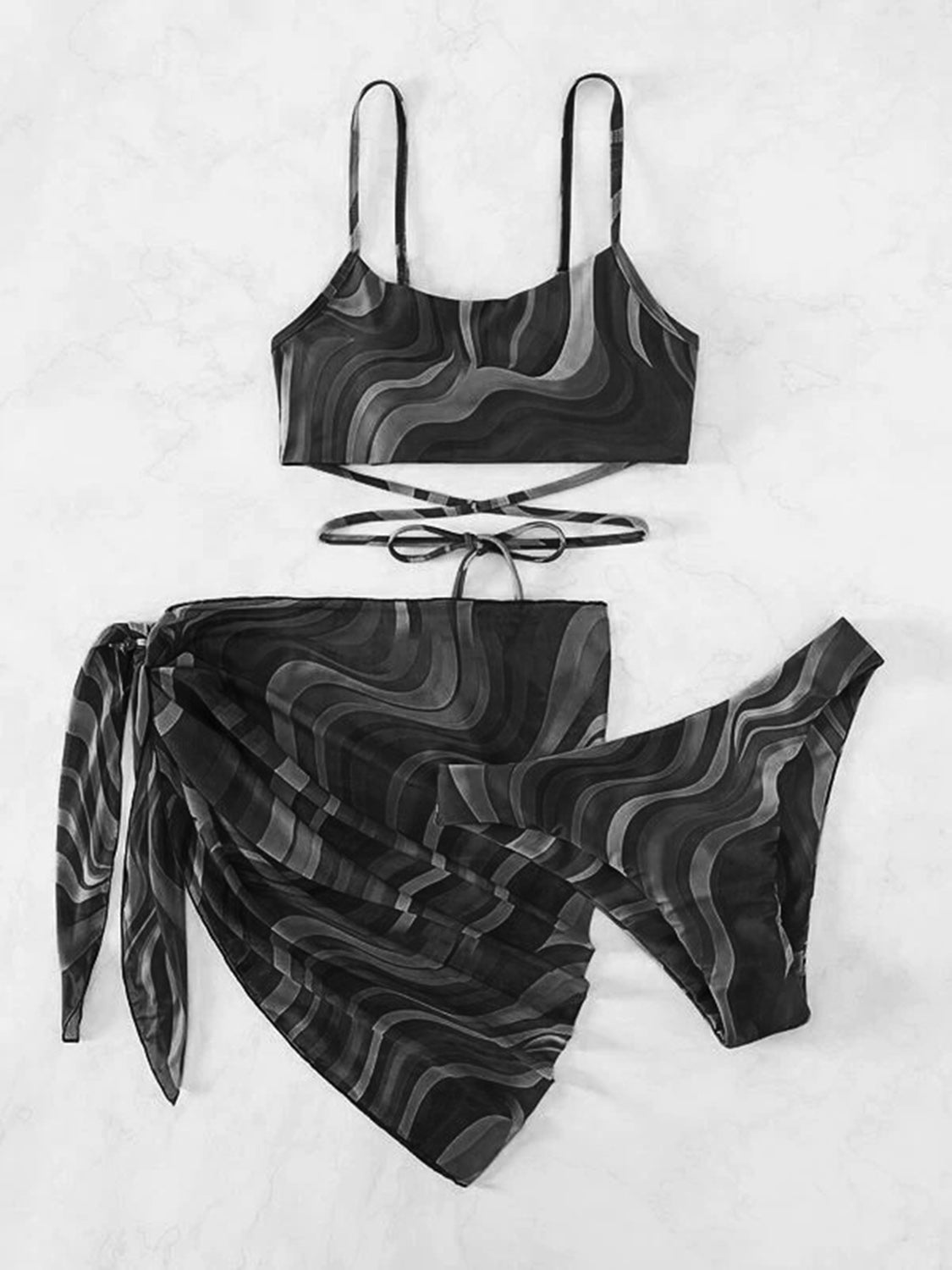 Tied Printed Three-Piece Swim Set Swimwear by Trendsi | Fleurcouture