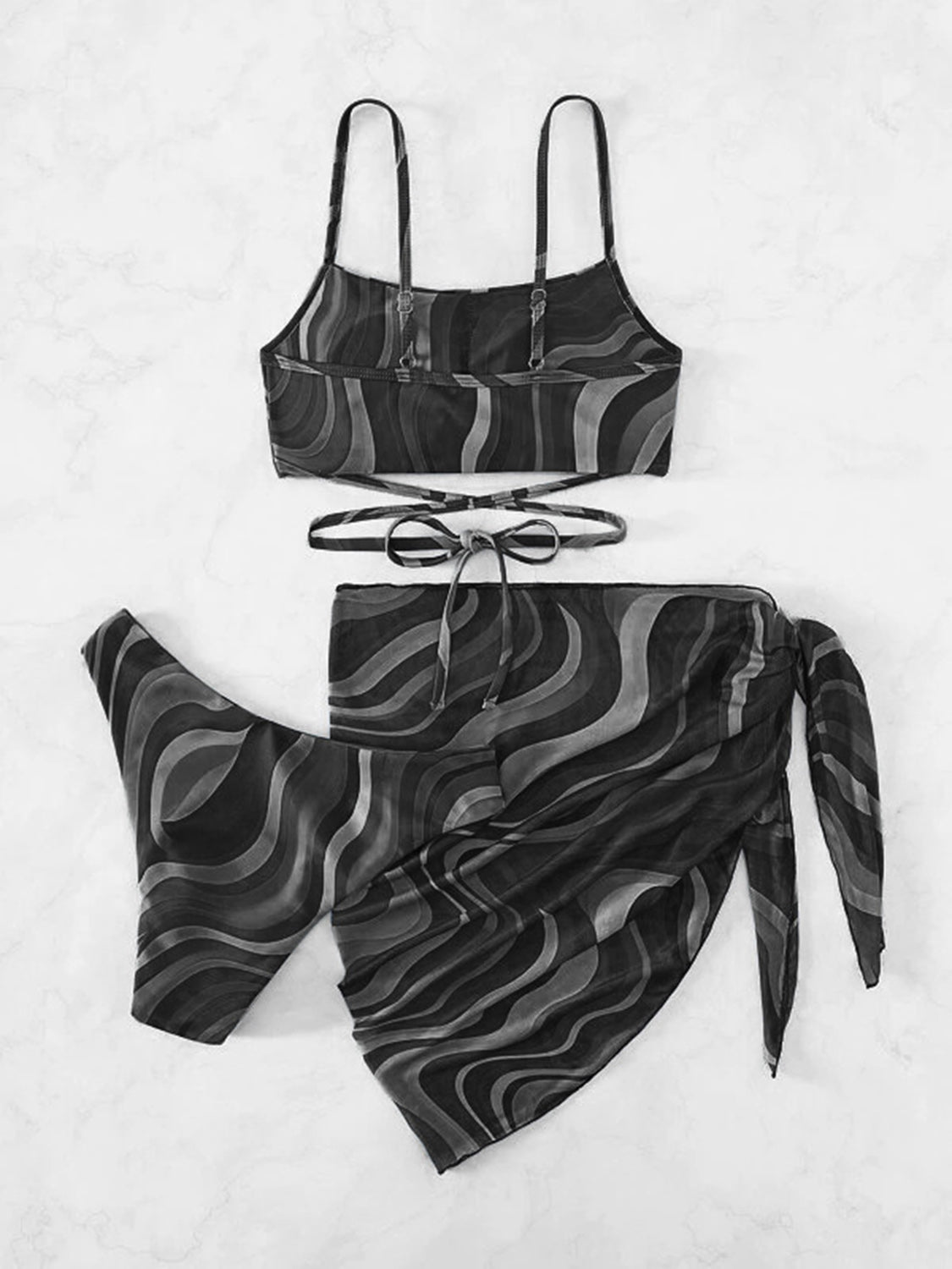 Tied Printed Three-Piece Swim Set Swimwear by Trendsi | Fleurcouture