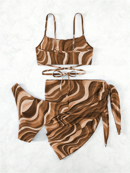 Tied Printed Three-Piece Swim Set Swimwear by Trendsi | Fleurcouture